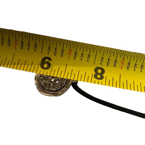 Vintage Didae Israel Sterling Modernist Druzy Quartz Pendant Necklace leather 8" - Picture 13 of 13